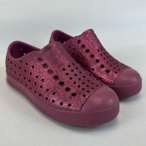 NATIVE Jefferson Twilight Pink Glitter Slip-On Waterproof Sneakers Size C10